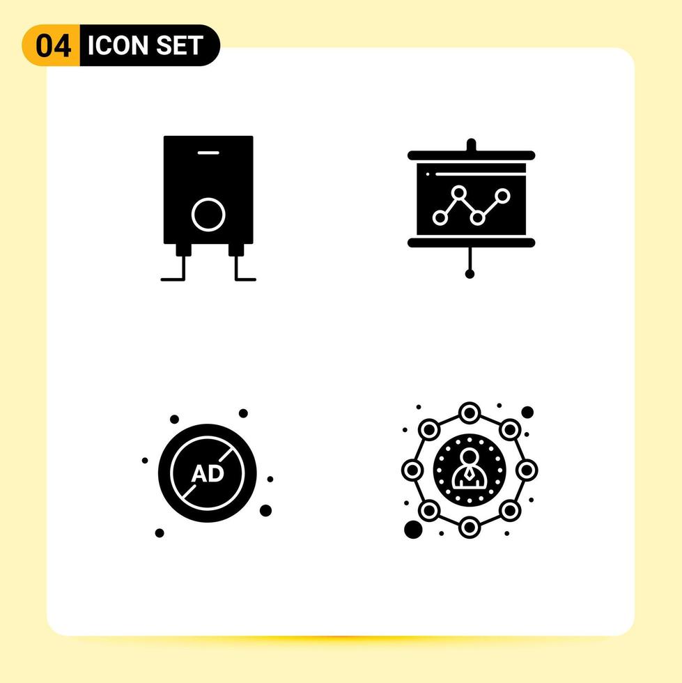 moderno impostato di 4 solido glifi e simboli come come caldaia pubblicità tavola proiettore protezione modificabile vettore design elementi