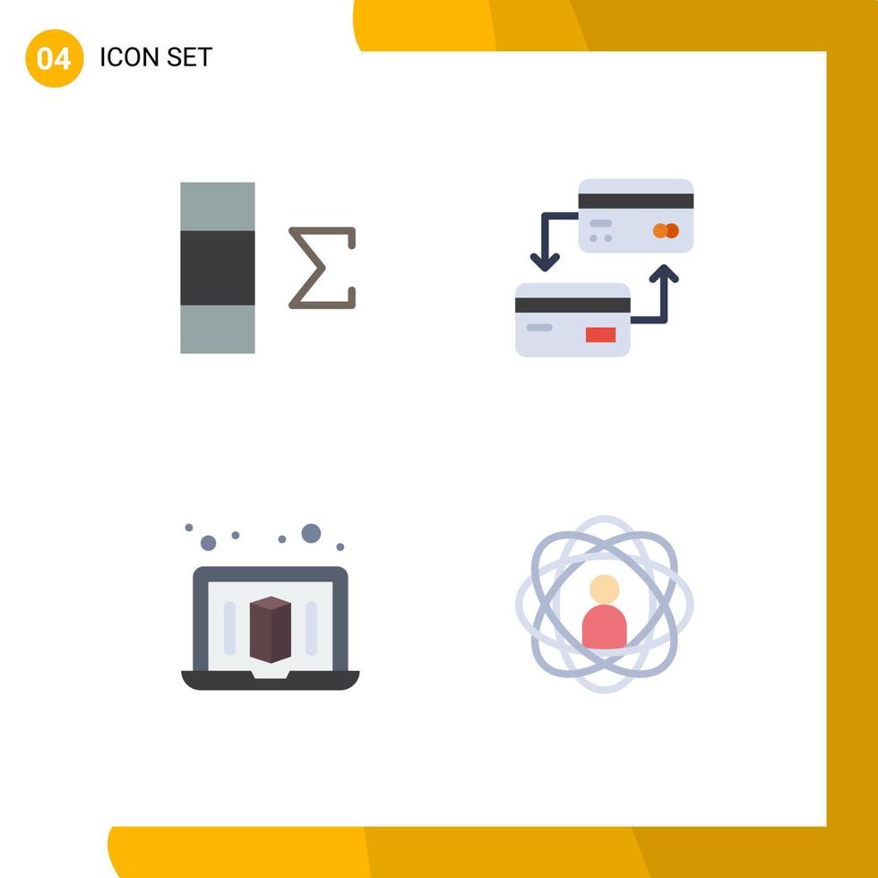 moderno impostato di 4 piatto icone pittogramma di colonna abilità carta credito persona modificabile vettore design elementi