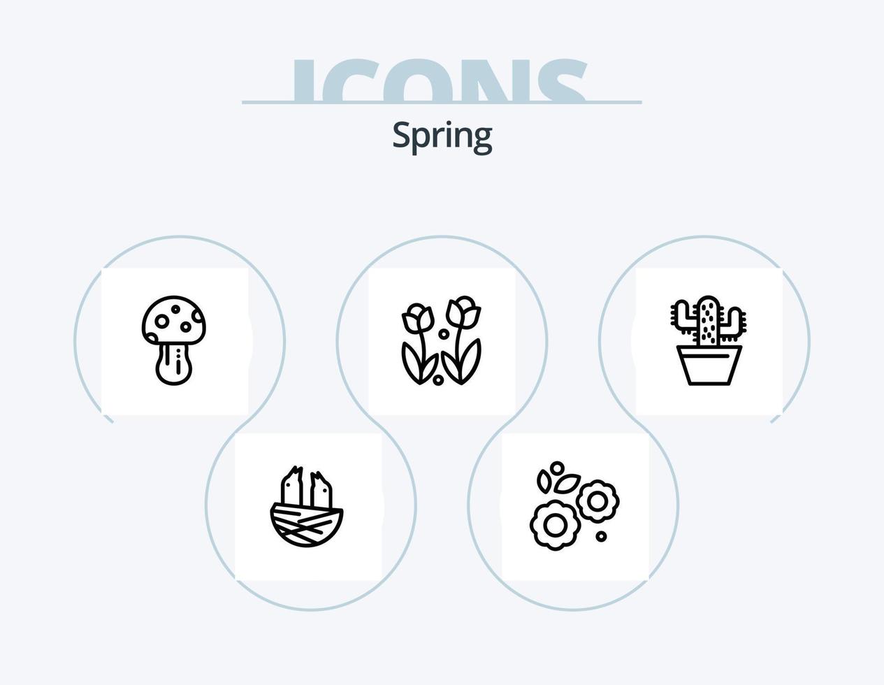 primavera linea icona imballare 5 icona design. costruzione. onda. recinzione. primavera. natura vettore