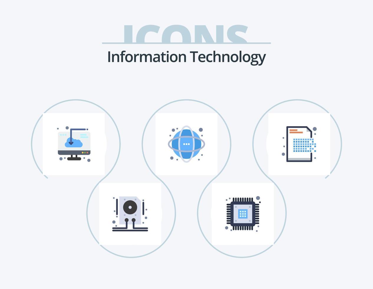 informazione tecnologia piatto icona imballare 5 icona design. Rete. Banca dati. hardware. dati. installazione vettore