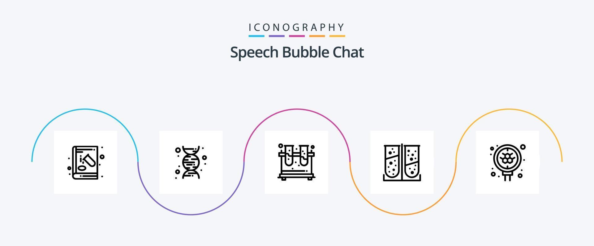 Chiacchierare linea 5 icona imballare Compreso molecola. laboratorio test. chimica. laboratorio test. apparato vettore