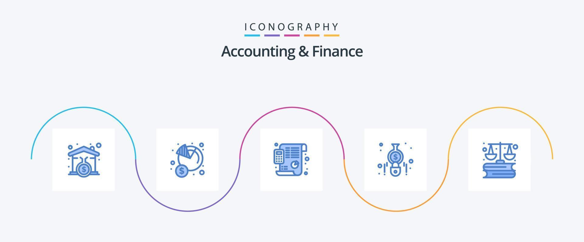 contabilità e finanza blu 5 icona imballare Compreso attività commerciale. calcolatrice. i soldi. calcolare. pianificazione vettore