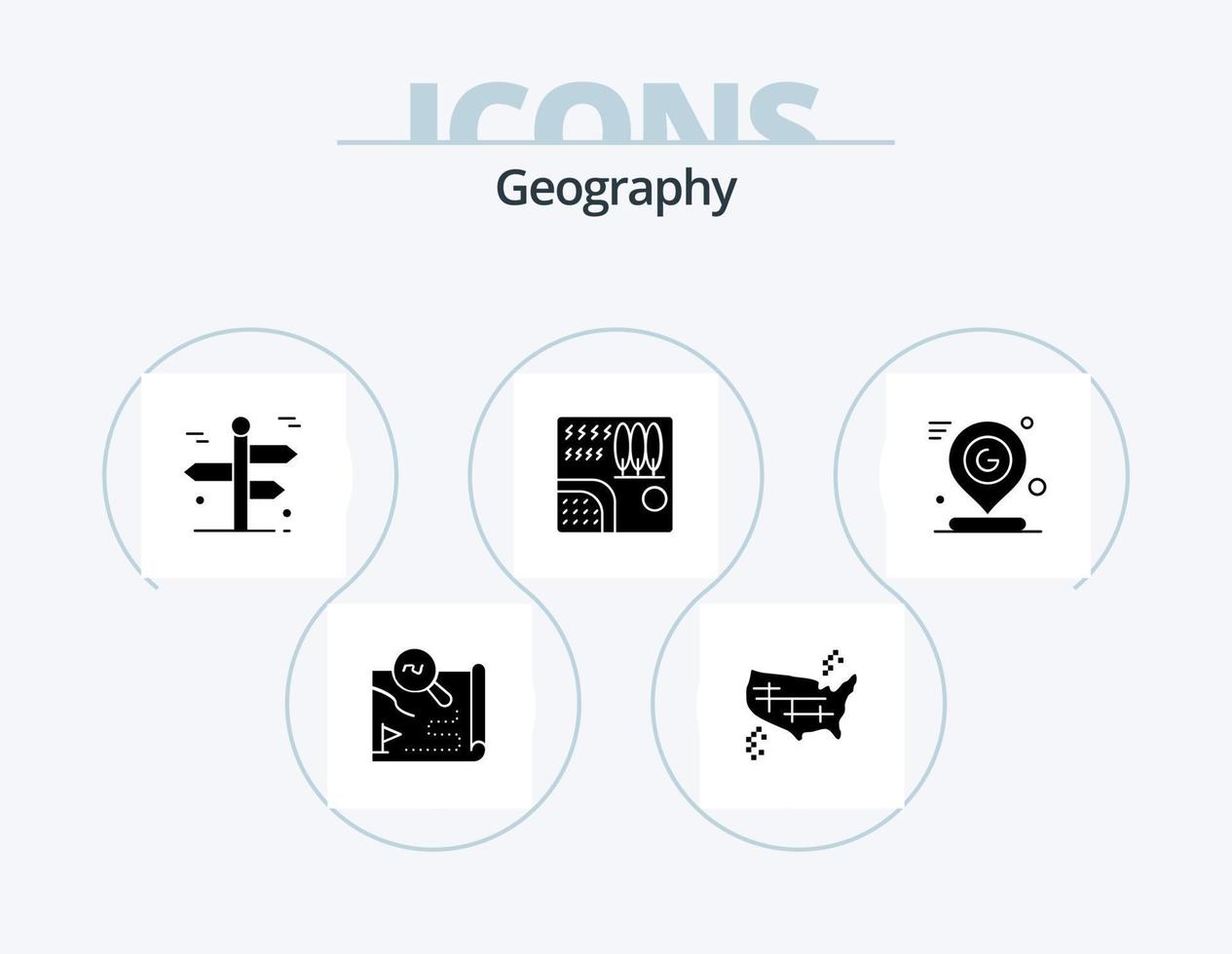 geo grafia glifo icona imballare 5 icona design. pioggia. foresta. stati. viaggio. viaggio vettore