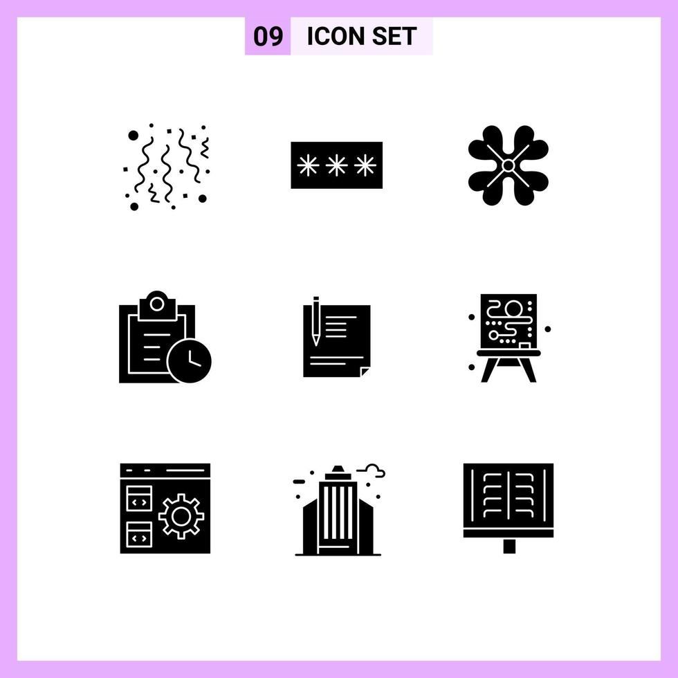 impostato di 9 moderno ui icone simboli segni per documento fare perno compiti primavera fiore modificabile vettore design elementi