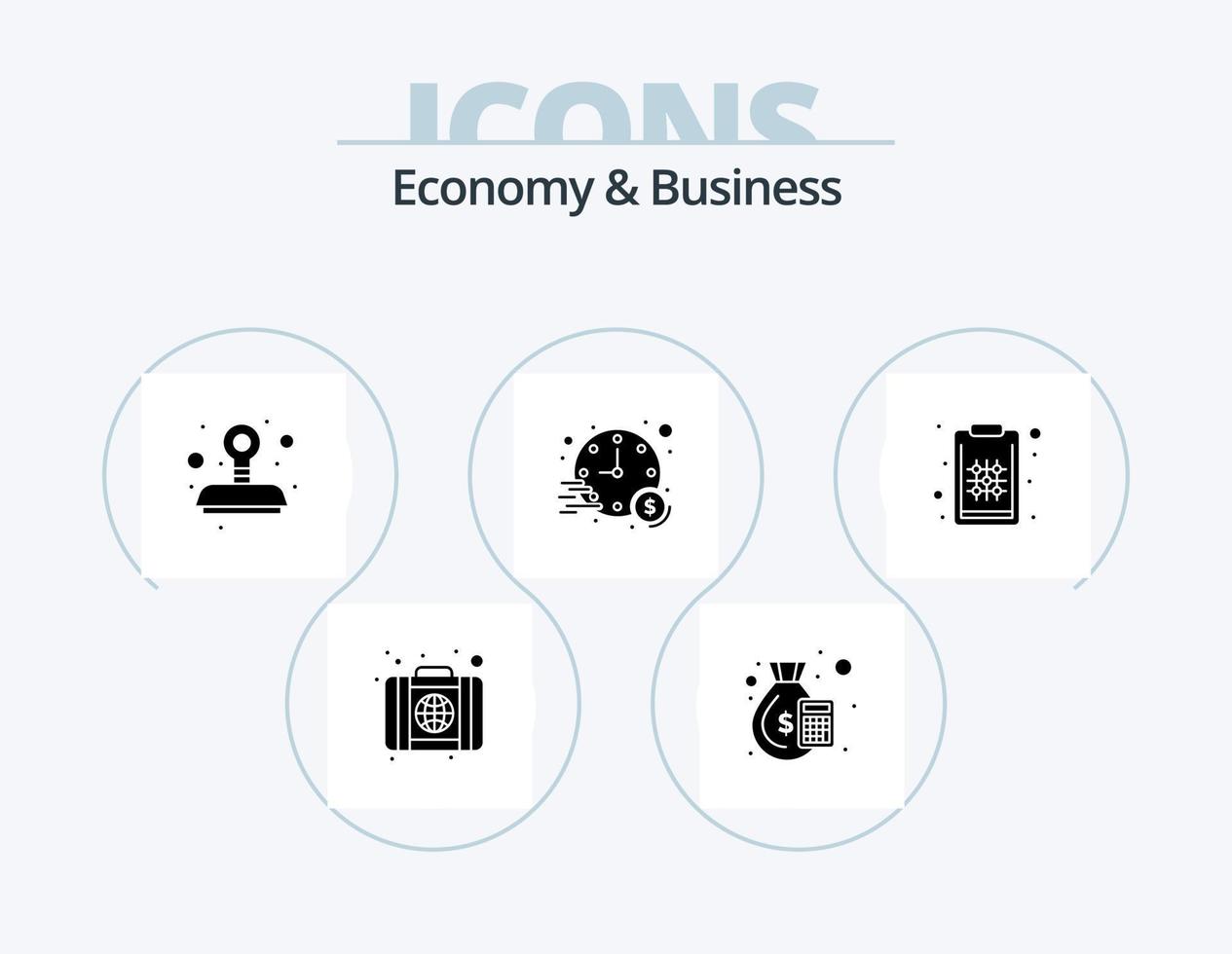 economia e attività commerciale glifo icona imballare 5 icona design. Piano. accettare. volta. investimento vettore