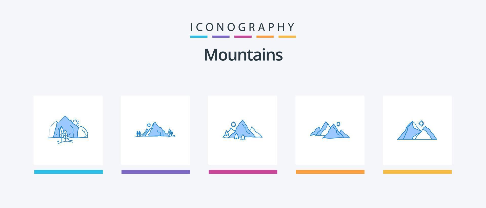 montagne blu 5 icona imballare Compreso natura. collina. natura. sole. collina. creativo icone design vettore