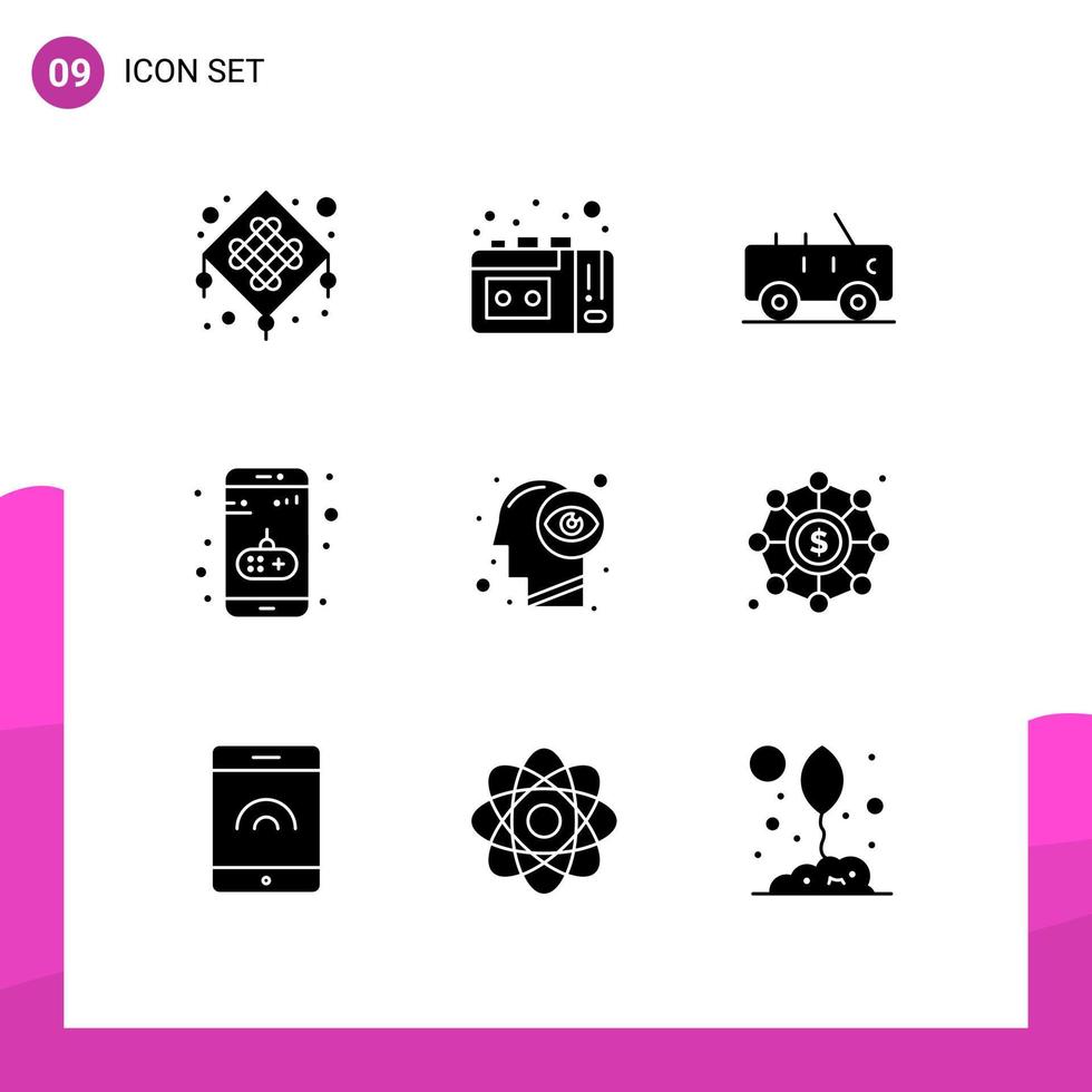 9 creativo icone moderno segni e simboli di occhio Visualizza mente camionetta umano gioco modificabile vettore design elementi