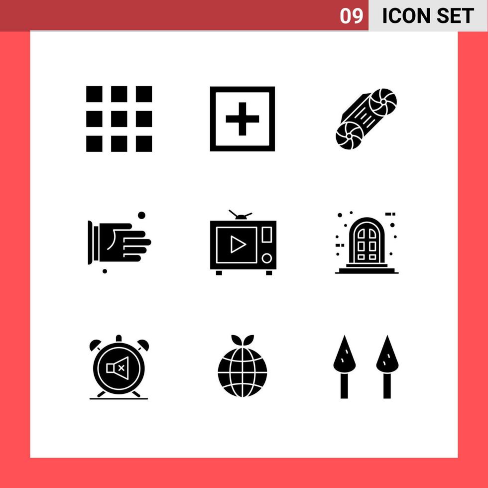azione vettore icona imballare di 9 linea segni e simboli per telaio film musica tv accordo modificabile vettore design elementi