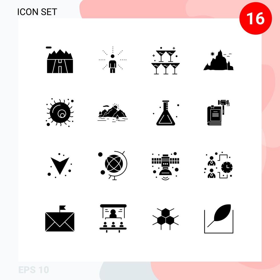 16 creativo icone moderno segni e simboli di sole collina senso paesaggio nozze modificabile vettore design elementi