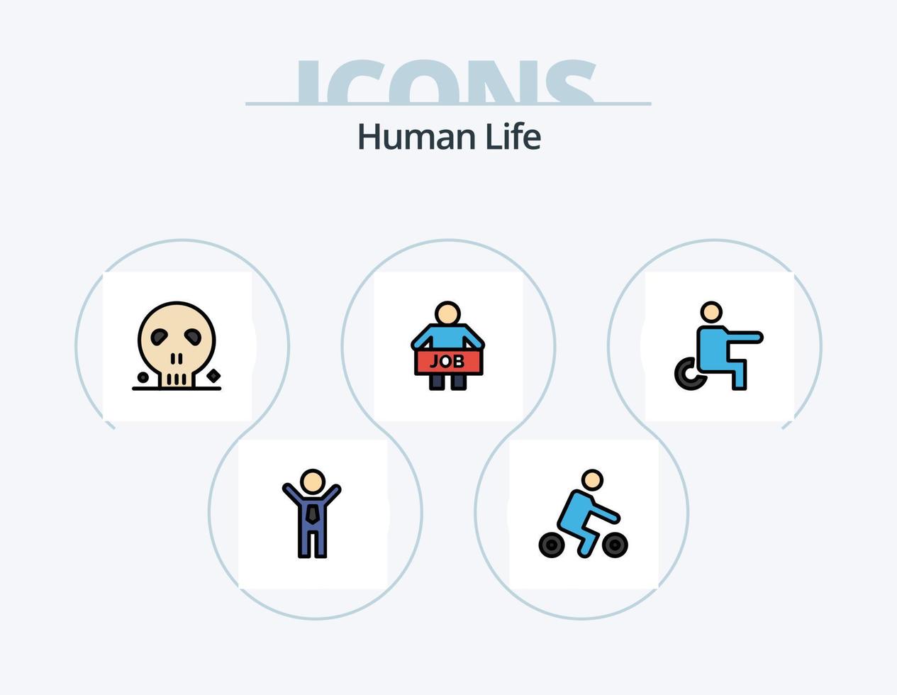 umano linea pieno icona imballare 5 icona design. umano. ossa. monaco. donna. sacerdote vettore