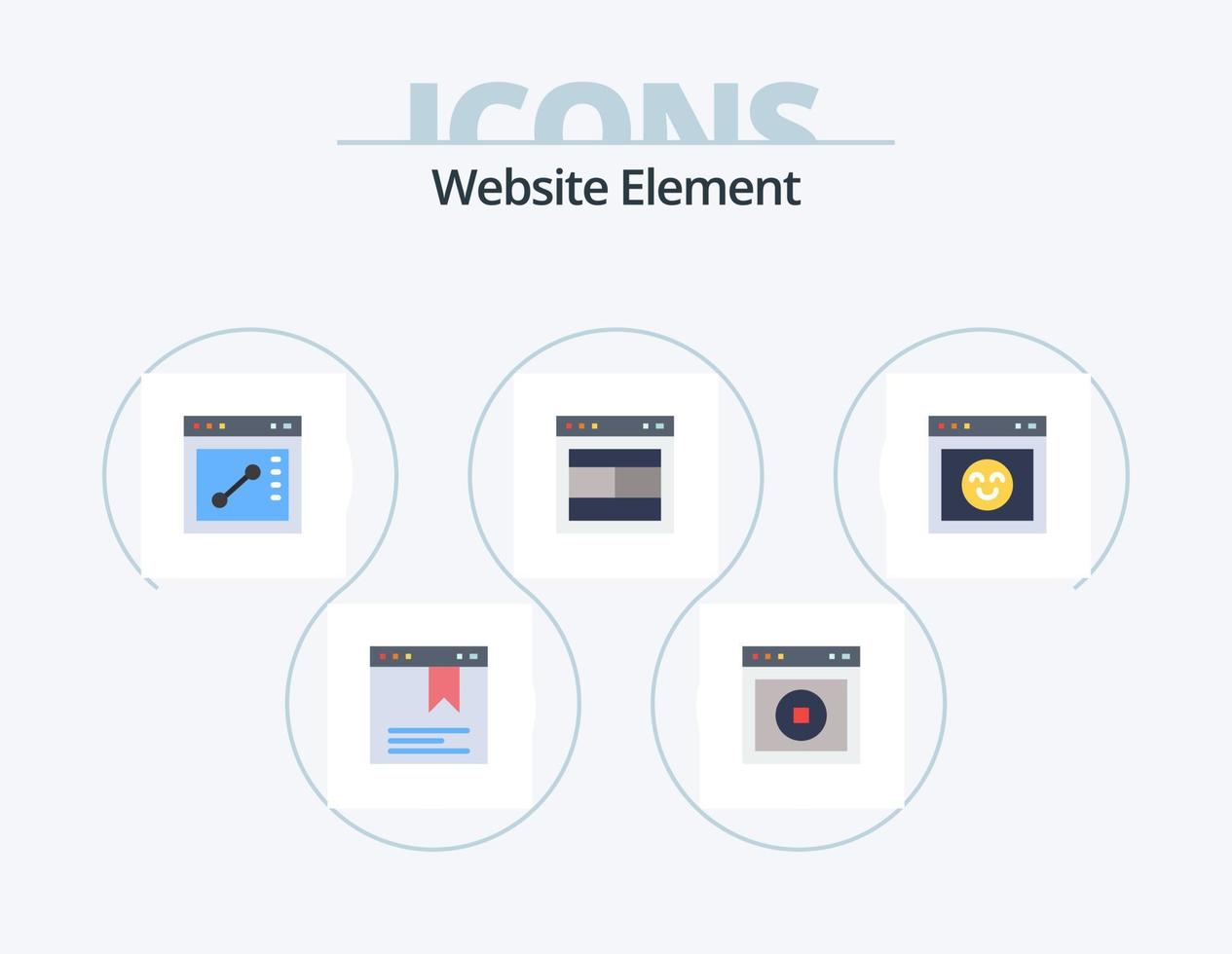 sito web elemento piatto icona imballare 5 icona design. emozione. sito web. browser. ragnatela. disposizione vettore
