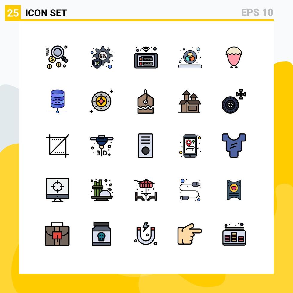impostato di 25 moderno ui icone simboli segni per server cibo Wi-Fi uovo uccello modificabile vettore design elementi