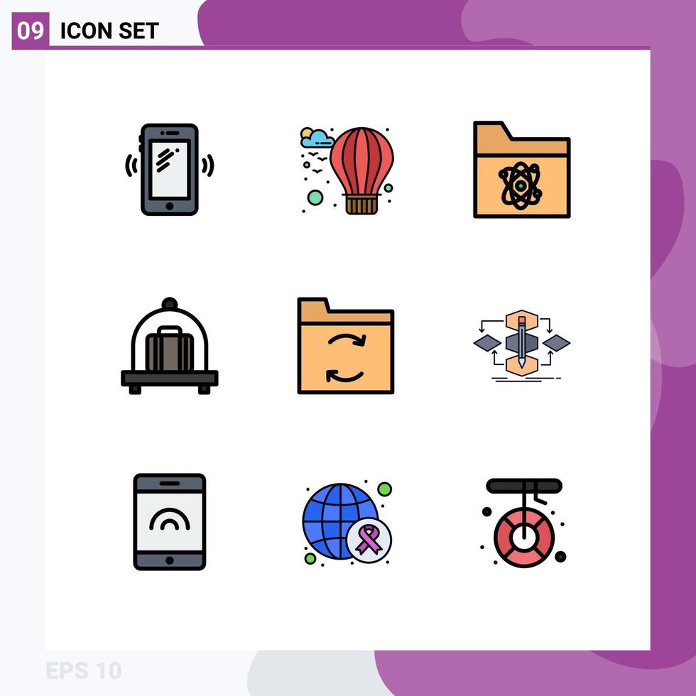 impostato di 9 moderno ui icone simboli segni per algoritmo dati atomo di riserva Bagaglio modificabile vettore design elementi