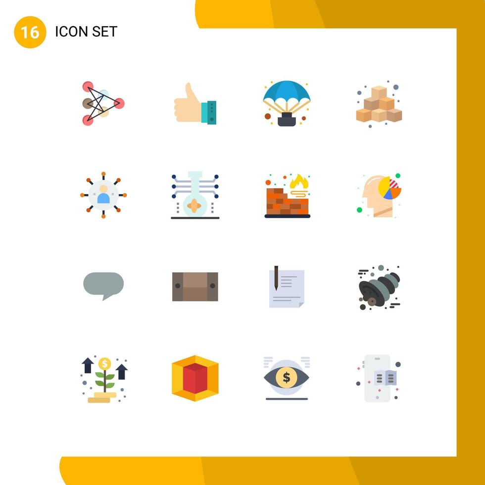 gruppo di 16 piatto colori segni e simboli per divertimento cubi pollici osservazione aria modificabile imballare di creativo vettore design elementi