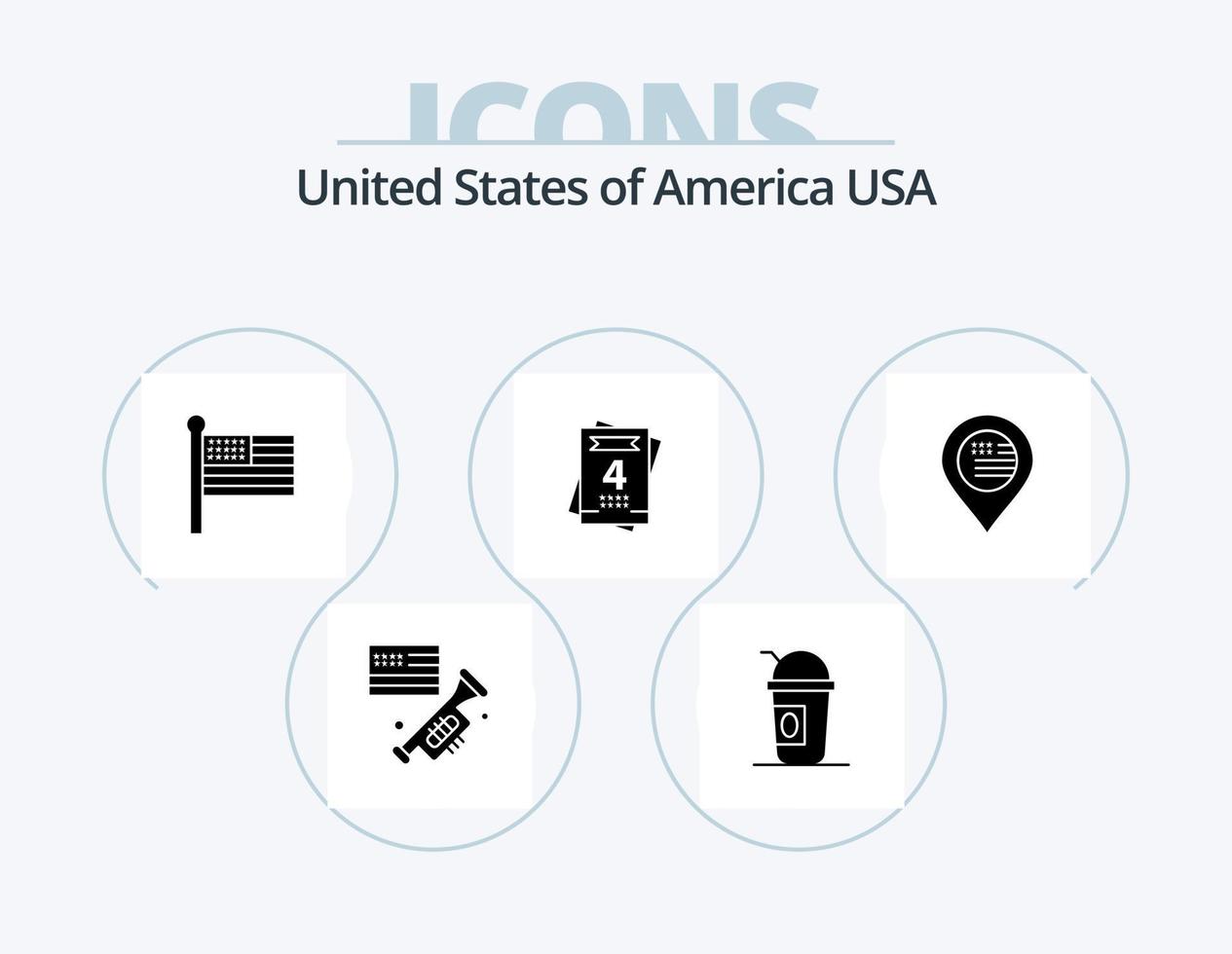 Stati Uniti d'America glifo icona imballare 5 icona design. carta geografica. americano. bandiera. nozze. invito vettore