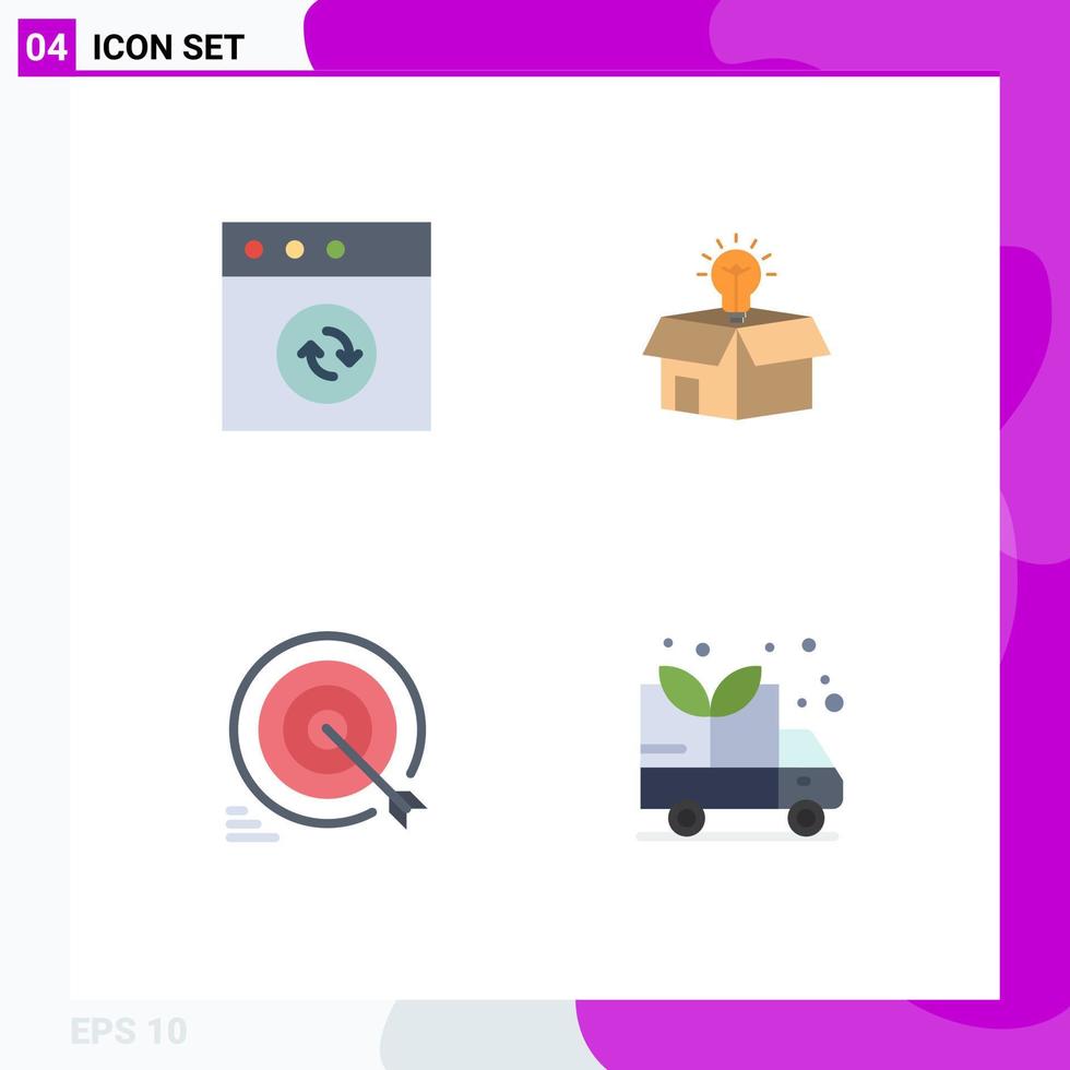 gruppo di 4 piatto icone segni e simboli per App obbiettivo scatola soluzione freccia modificabile vettore design elementi