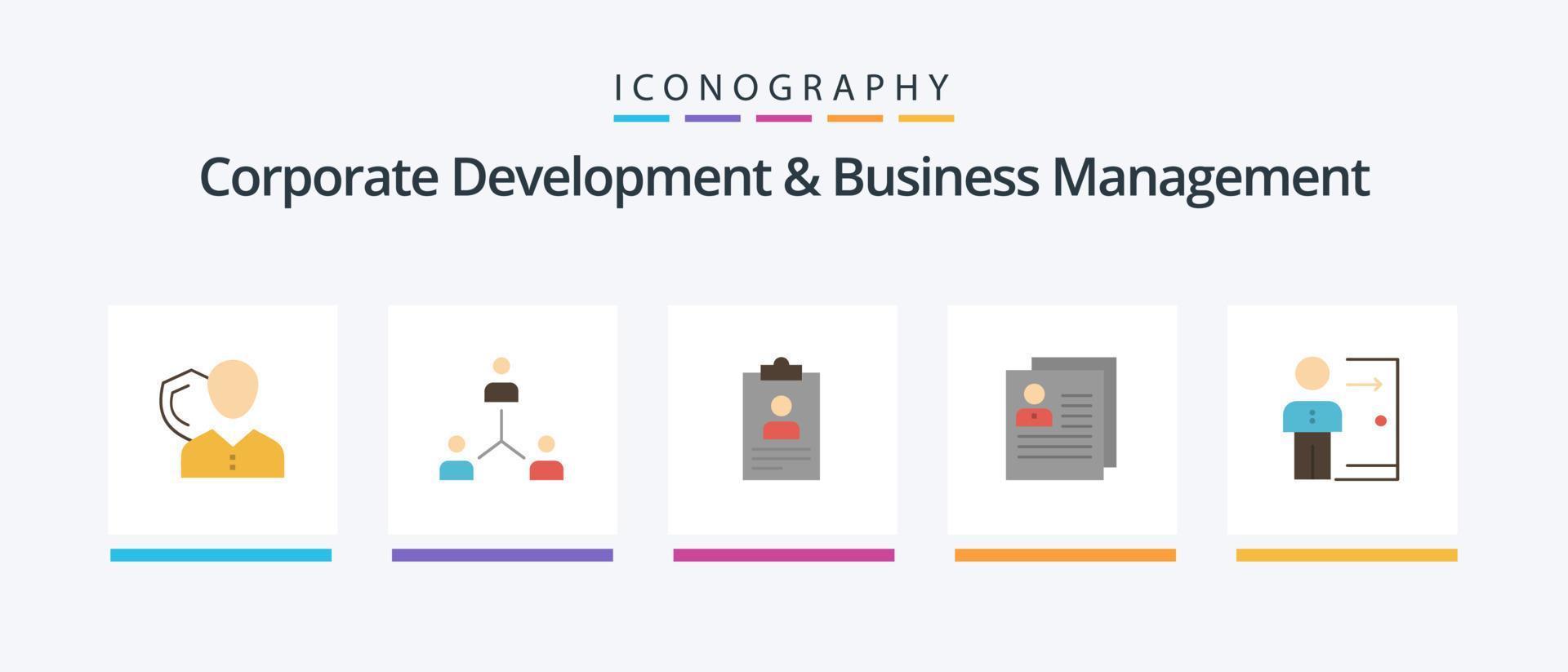 aziendale sviluppo e attività commerciale gestione piatto 5 icona imballare Compreso curriculum. applicazione. azienda. riprendere. le persone. creativo icone design vettore