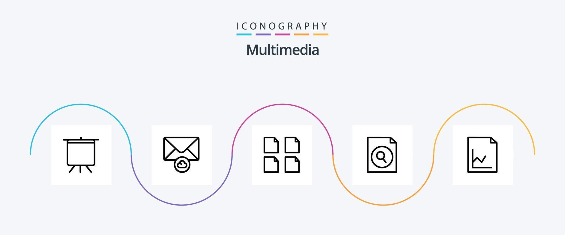 multimedia linea 5 icona imballare Compreso . multiplo. grafico. analitica vettore