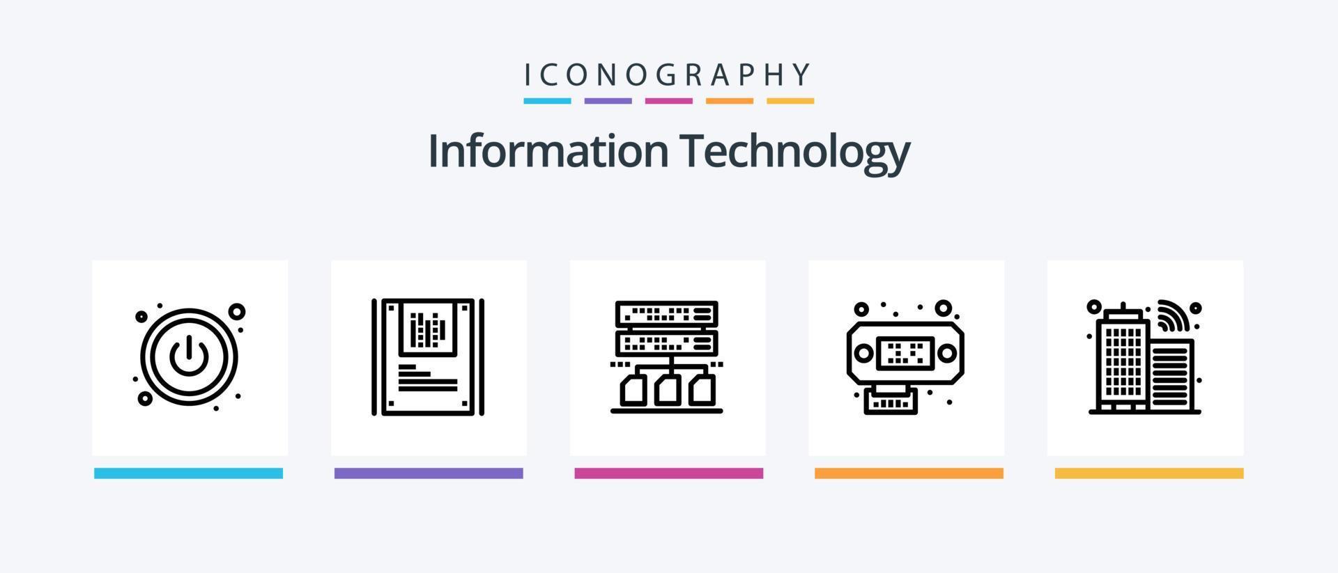 informazione tecnologia linea 5 icona imballare Compreso condivisione. file. crittografia. nube. nube. creativo icone design vettore