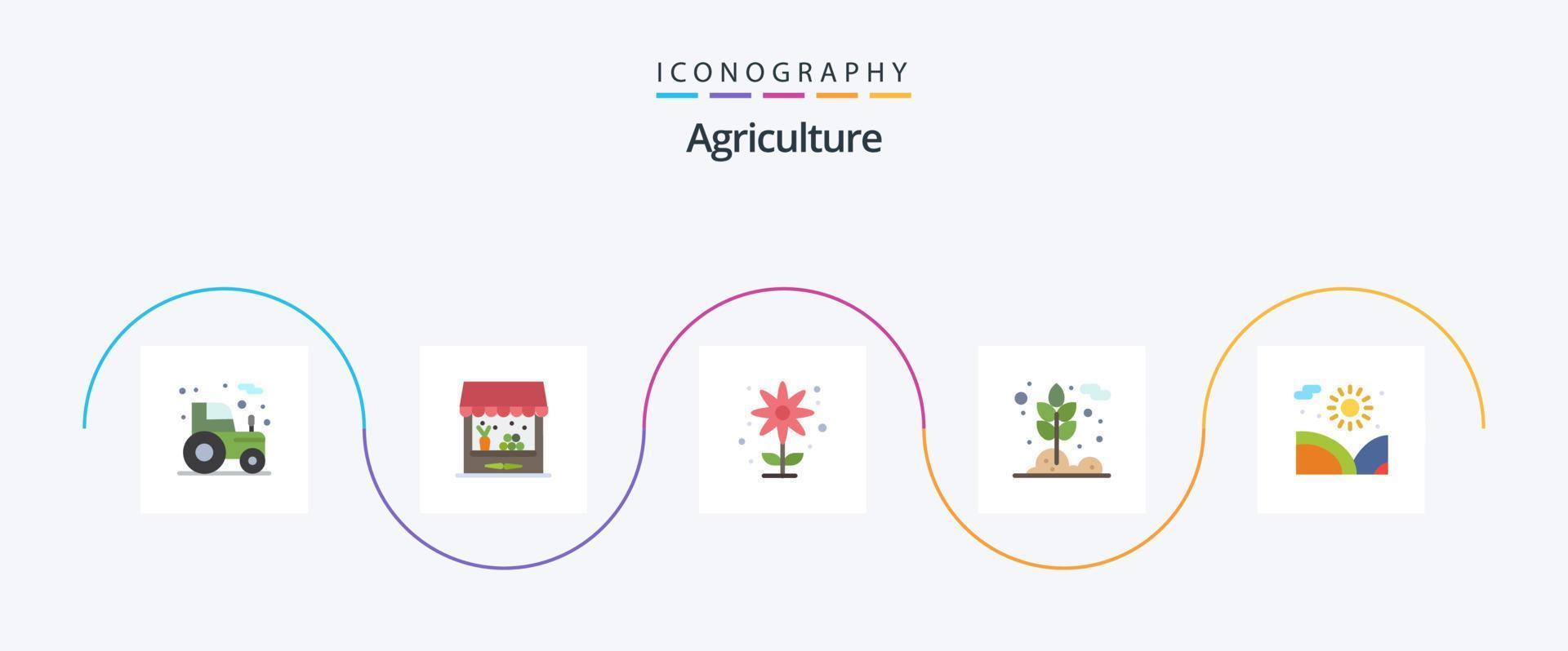 agricoltura piatto 5 icona imballare Compreso giardino. Grano. agricoltura. pianta. agricoltura vettore