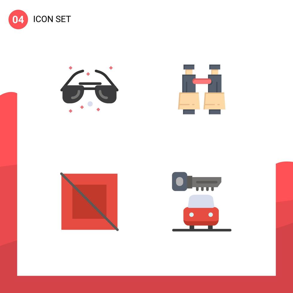4 piatto icona concetto per siti web mobile e applicazioni spiaggia design occhiali da sole ricerca auto modificabile vettore design elementi