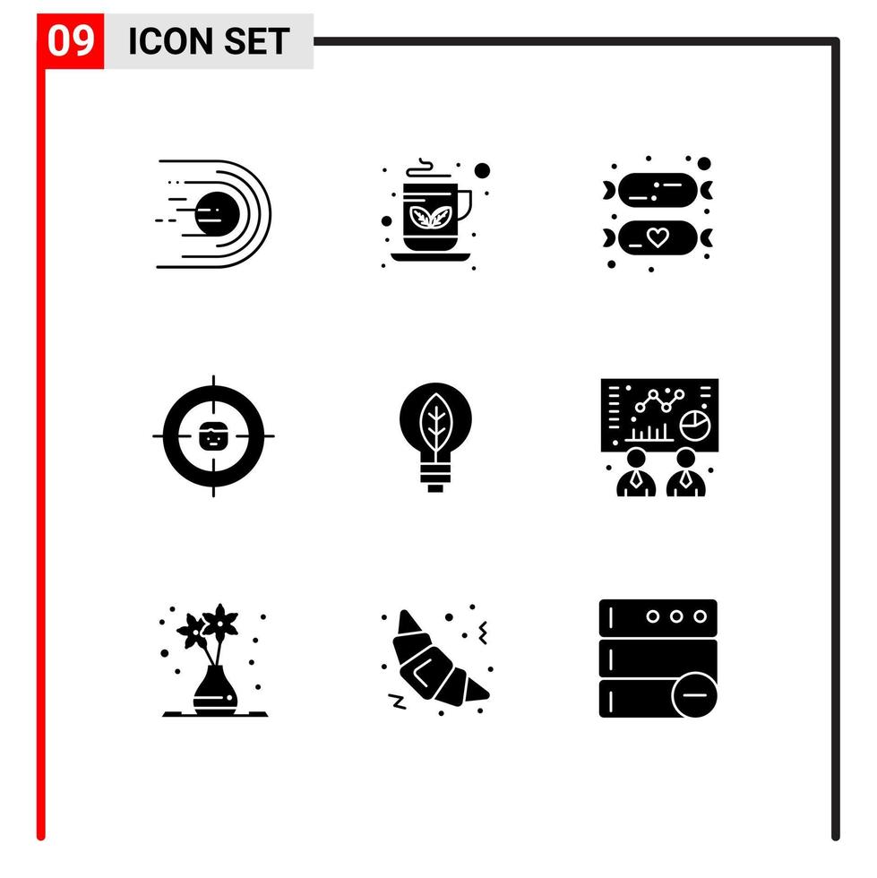 modificabile vettore linea imballare di 9 semplice solido glifi di risorse reclutamento verde tè umano dolci modificabile vettore design elementi