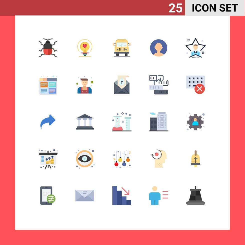 25 piatto colore concetto per siti web mobile e applicazioni utente luminosa camion profilo avatar modificabile vettore design elementi