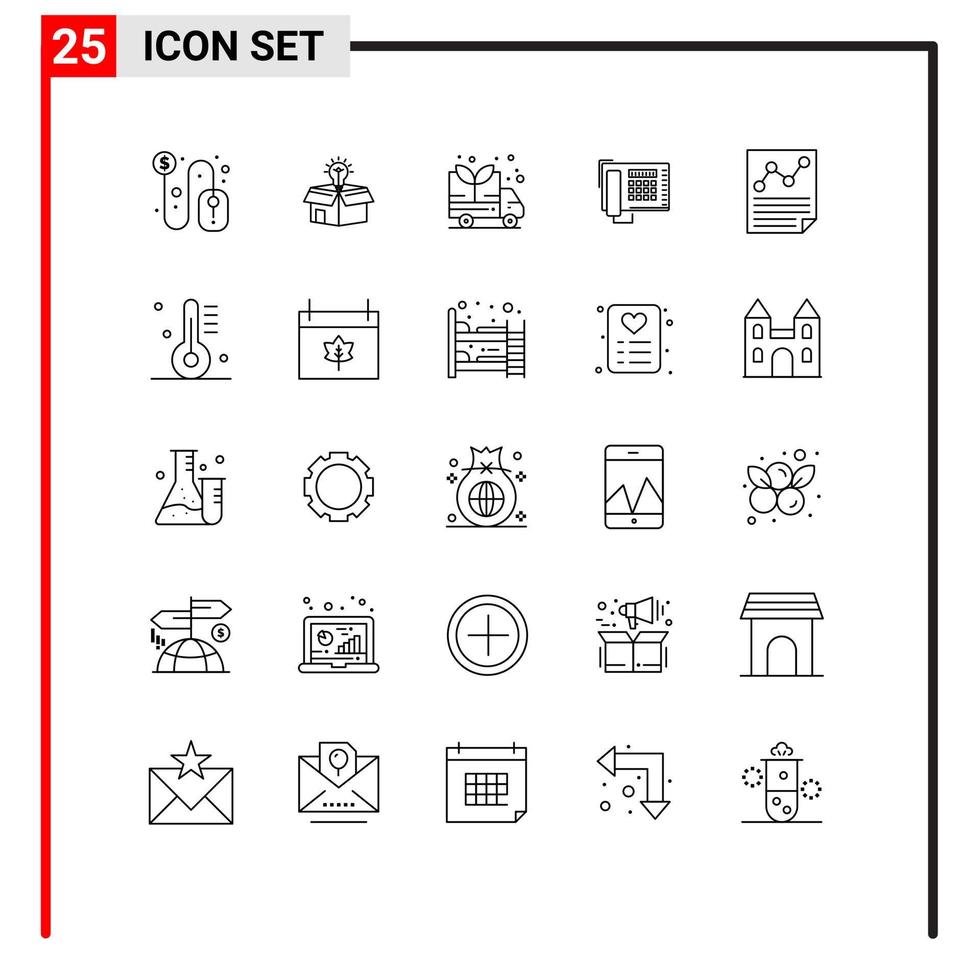 25 utente interfaccia linea imballare di moderno segni e simboli di documento chiamata lampadina numero telefono modificabile vettore design elementi