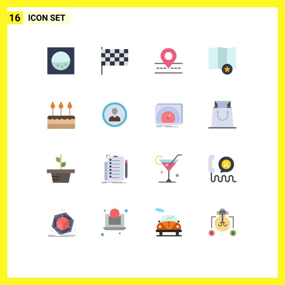 16 utente interfaccia piatto colore imballare di moderno segni e simboli di avatar vacanza carta geografica evento torta modificabile imballare di creativo vettore design elementi