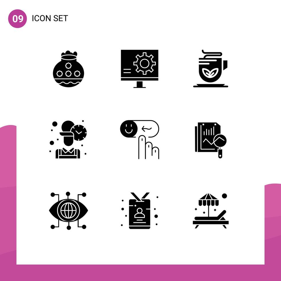 impostato di 9 moderno ui icone simboli segni per lavoratore ufficio errore dipendente tè modificabile vettore design elementi