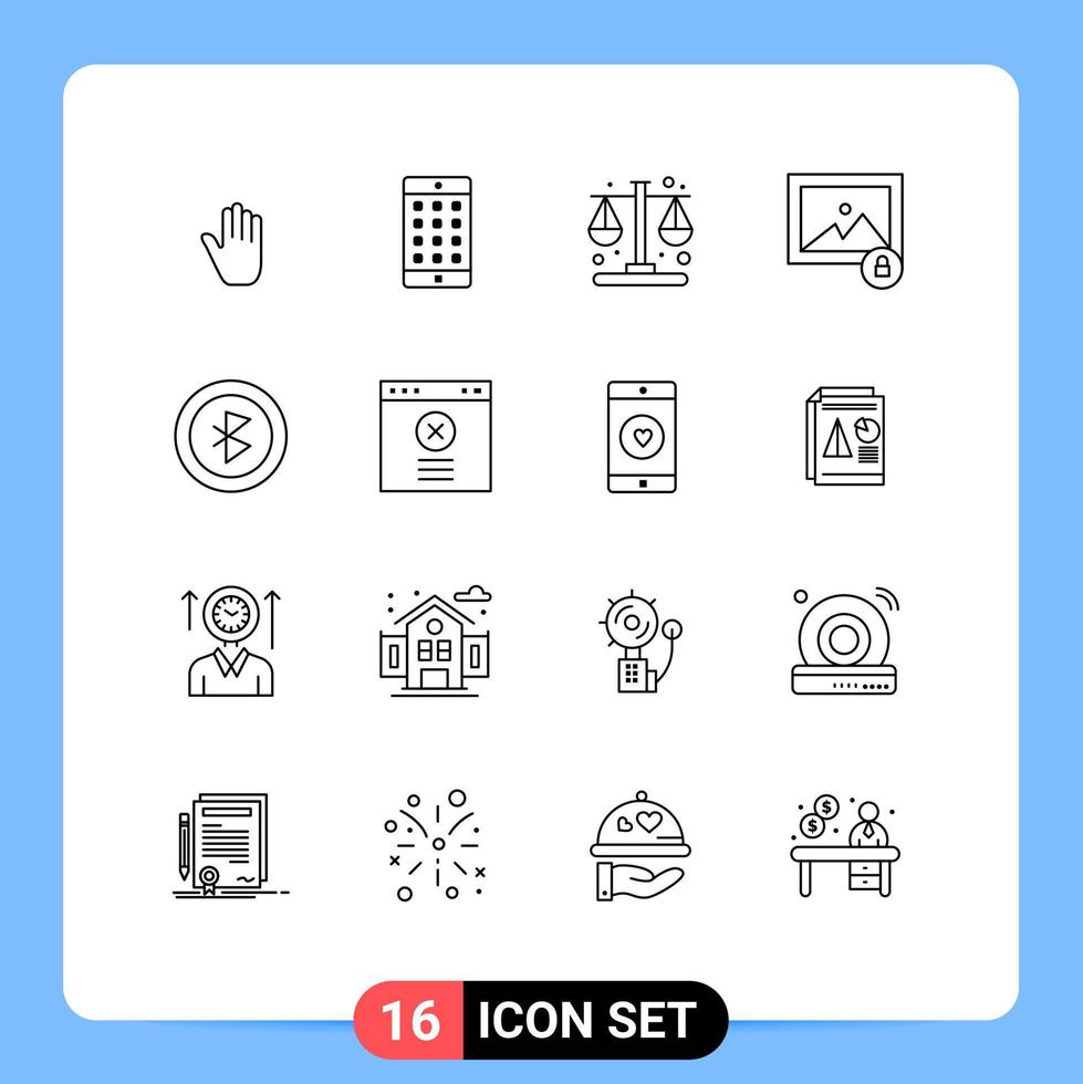 pittogramma impostato di 16 semplice lineamenti di segnale Bluetooth attività commerciale foto Immagine modificabile vettore design elementi
