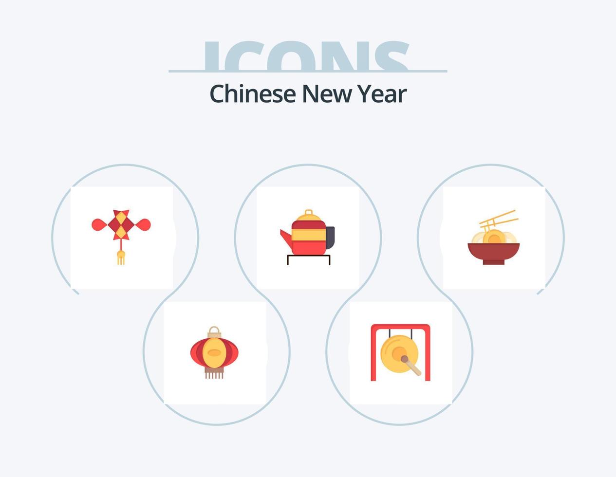 Cinese nuovo anno piatto icona imballare 5 icona design. Capodanno. nuovo. Capodanno. Cinese. Cinese vettore