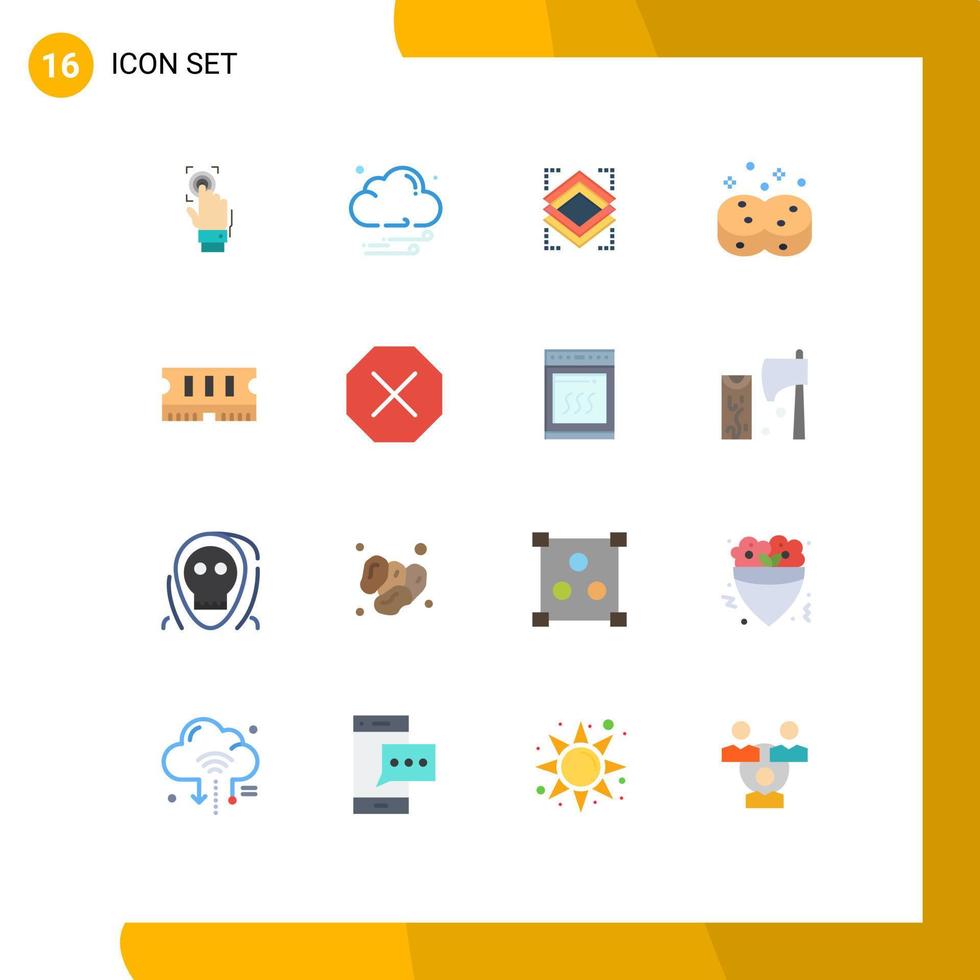 16 universale piatto colori impostato per ragnatela e mobile applicazioni hardware spugne tempo metereologico igienico server modificabile imballare di creativo vettore design elementi