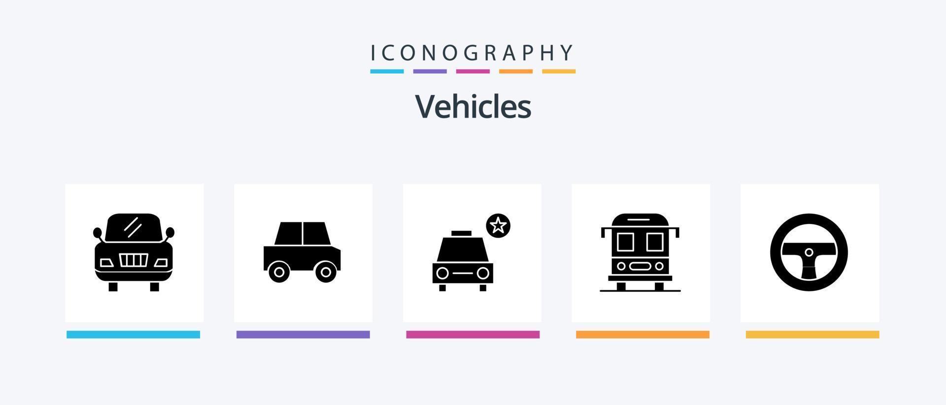 veicoli glifo 5 icona imballare Compreso . macchina. stella. veicoli. trasporto. creativo icone design vettore