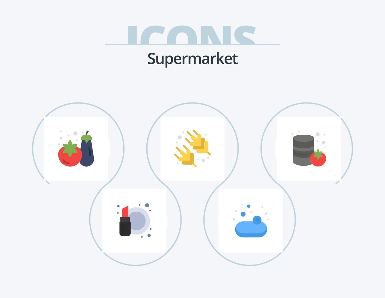 supermercato piatto icona imballare 5 icona design. . verdura. supermercato. supermercato. verdura vettore