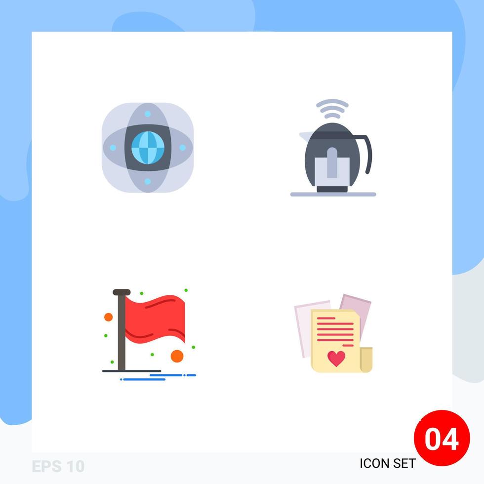4 universale piatto icone impostato per ragnatela e mobile applicazioni artificiale nazione globale pentola notifica modificabile vettore design elementi