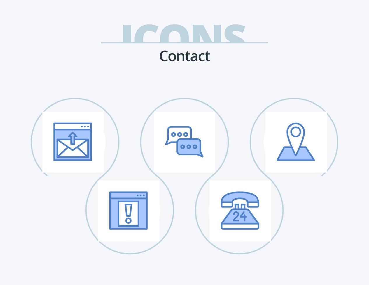 contatto blu icona imballare 5 icona design. Messaggio. comunicazione. conversazione. bolla. e-mail vettore