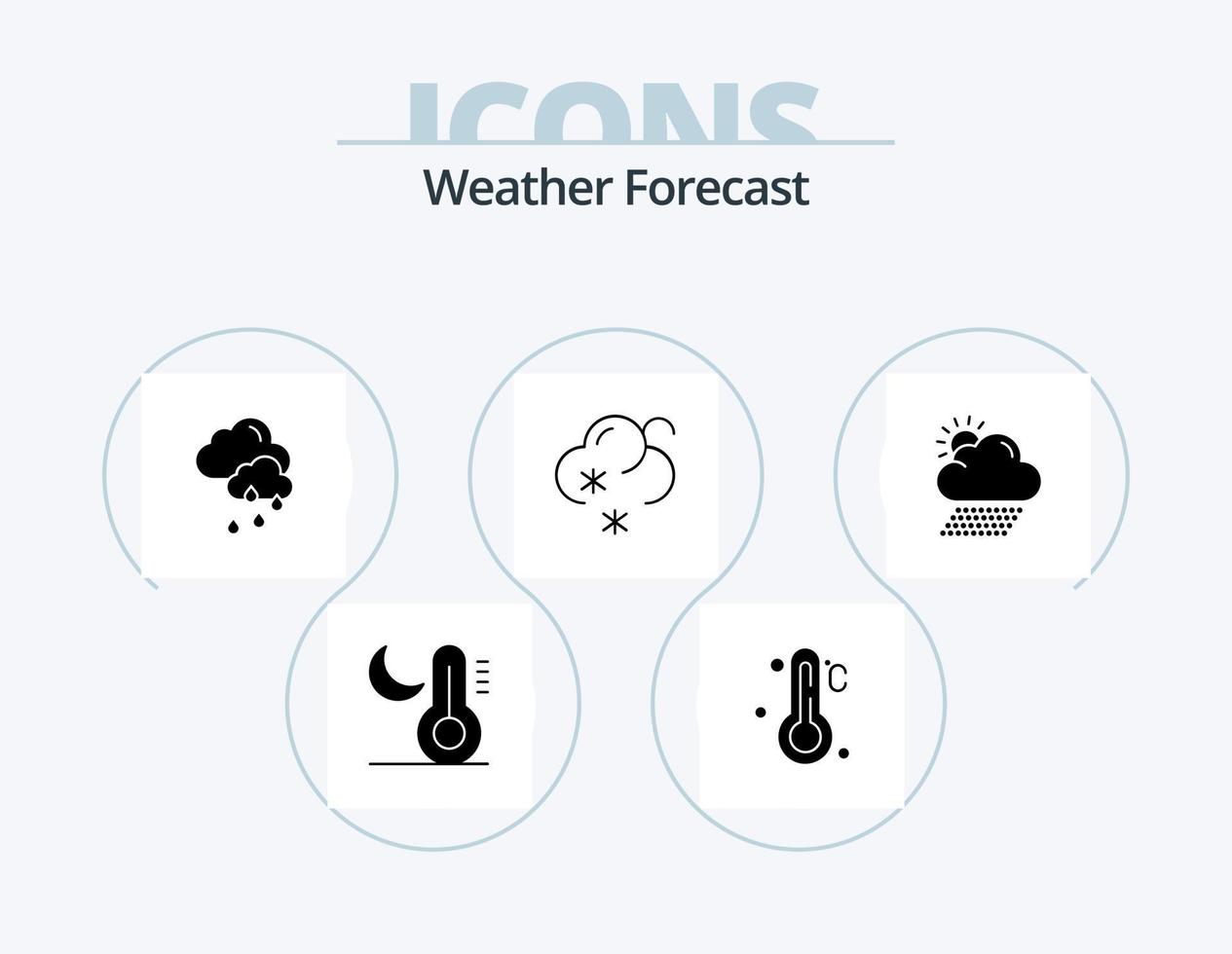tempo metereologico glifo icona imballare 5 icona design. . tempo atmosferico. piovoso. pioggia. tempo metereologico vettore