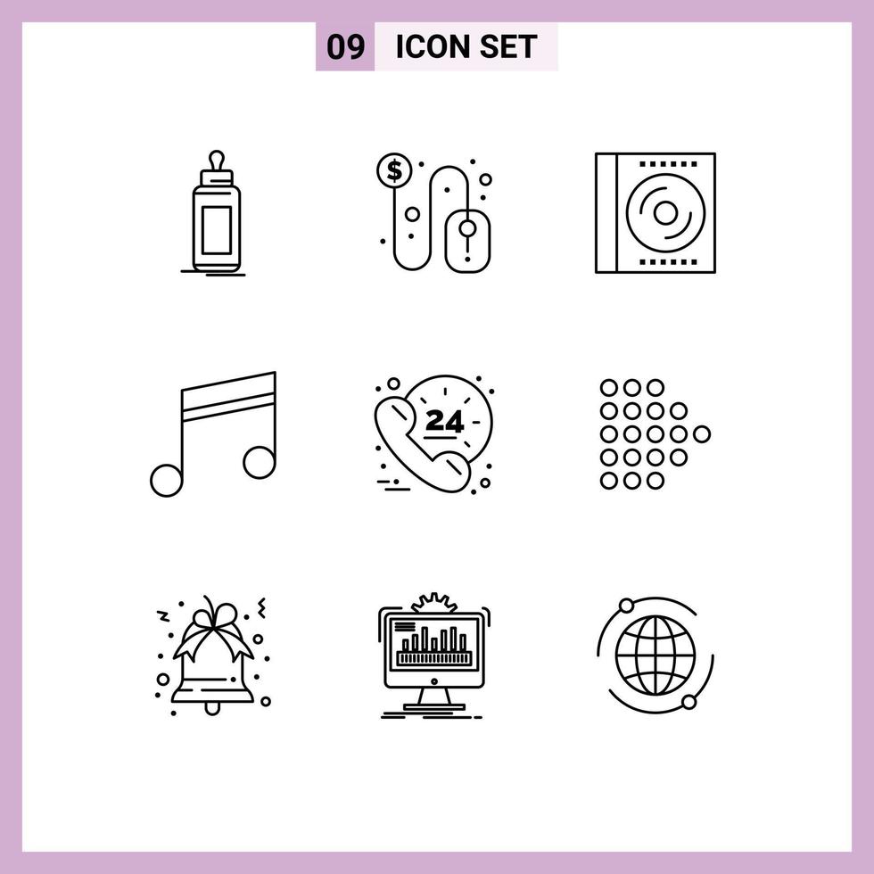 impostato di 9 moderno ui icone simboli segni per canzone media topo album digitale modificabile vettore design elementi