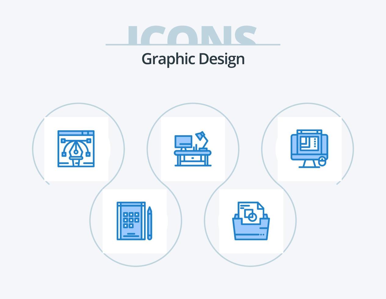grafico design blu icona imballare 5 icona design. ragnatela grafica. css design. progettare. attività commerciale. lampada vettore