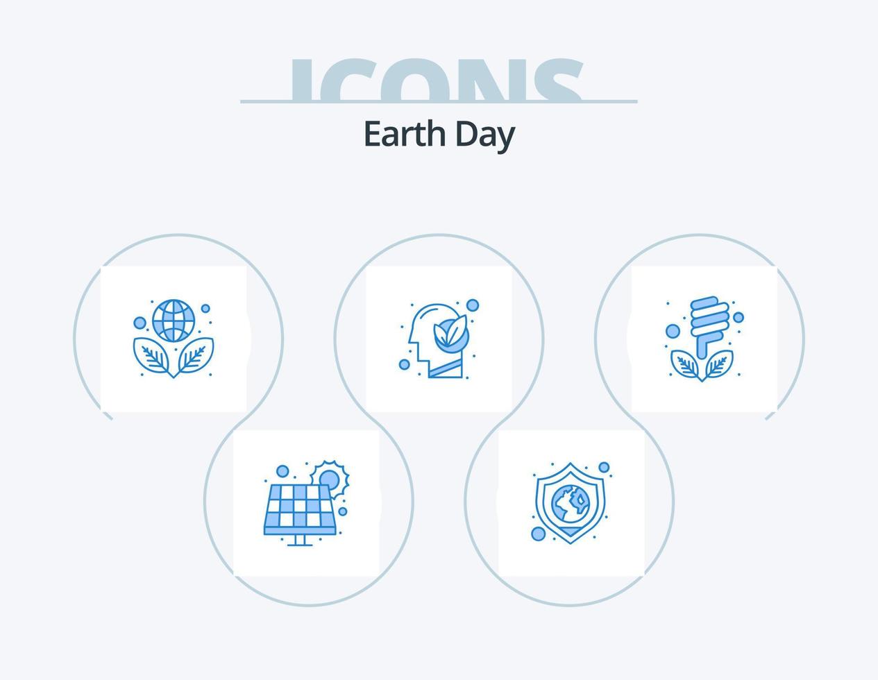 terra giorno blu icona imballare 5 icona design. eco. pensiero. mondo globo. verde. verde vettore
