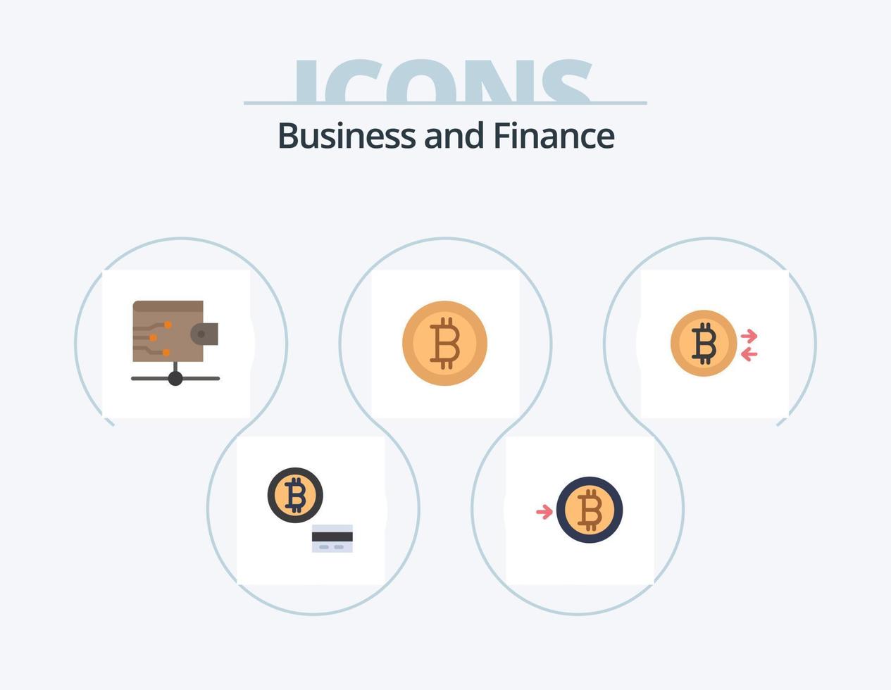 finanza piatto icona imballare 5 icona design. . bitcoin. vettore