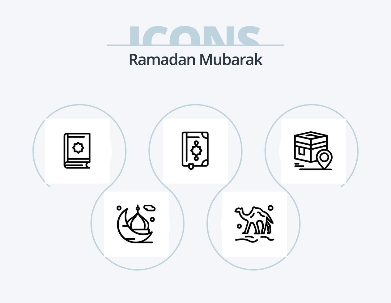 Ramadan linea icona imballare 5 icona design. Islam. moschea. cresent. namaz. Masjid vettore