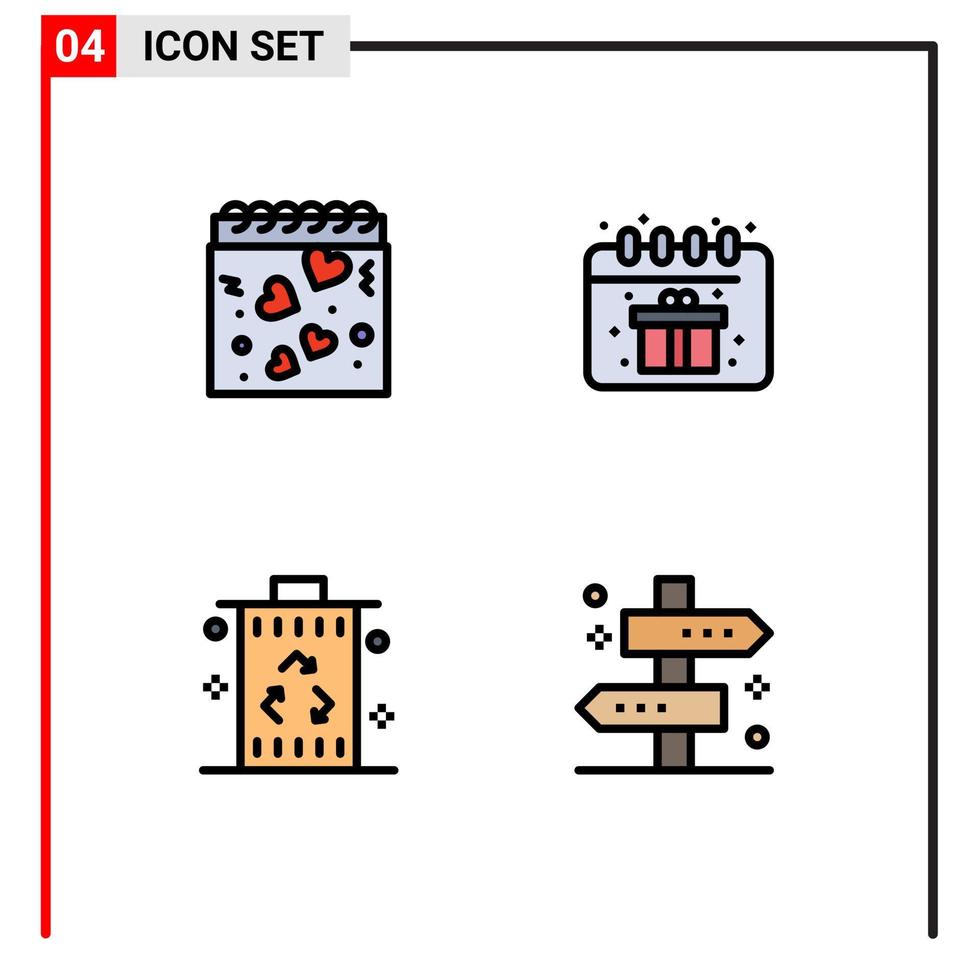 azione vettore icona imballare di 4 linea segni e simboli per calendario spazzatura romanza scatola riciclare modificabile vettore design elementi