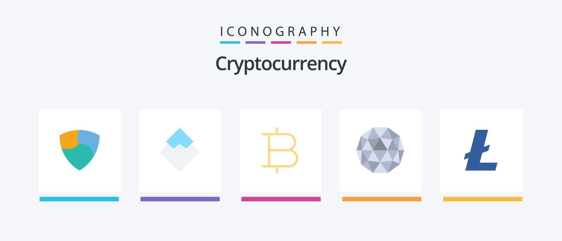 criptovaluta piatto 5 icona imballare Compreso criptovaluta. crypto moneta. moneta. cripto. qtum. creativo icone design vettore