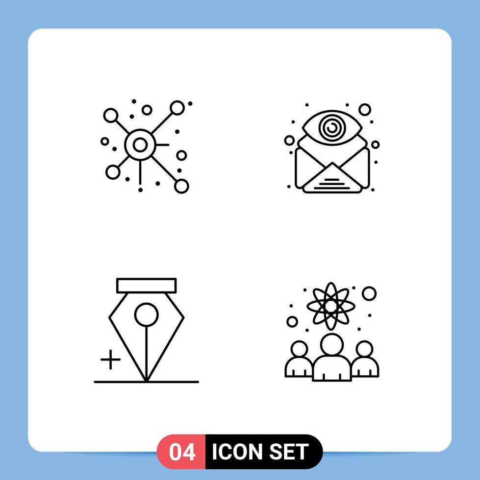 mobile interfaccia linea impostato di 4 pittogrammi di distribuire Inserisci connessione occhio penna modificabile vettore design elementi