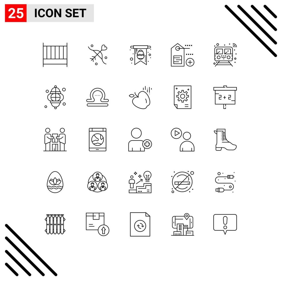 25 creativo icone moderno segni e simboli di treno pubblico carta Internet etichetta modificabile vettore design elementi