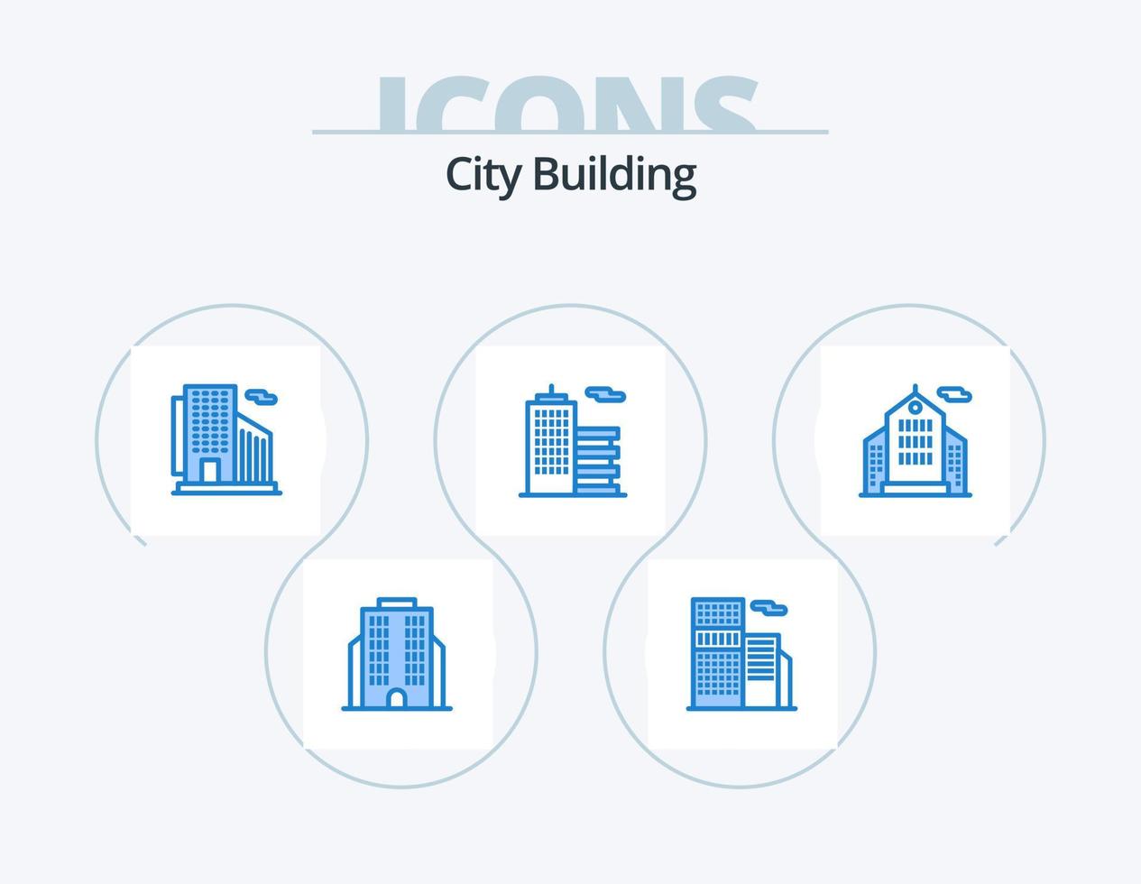 città edificio blu icona imballare 5 icona design. . . costruzione. ufficio. tenuta vettore
