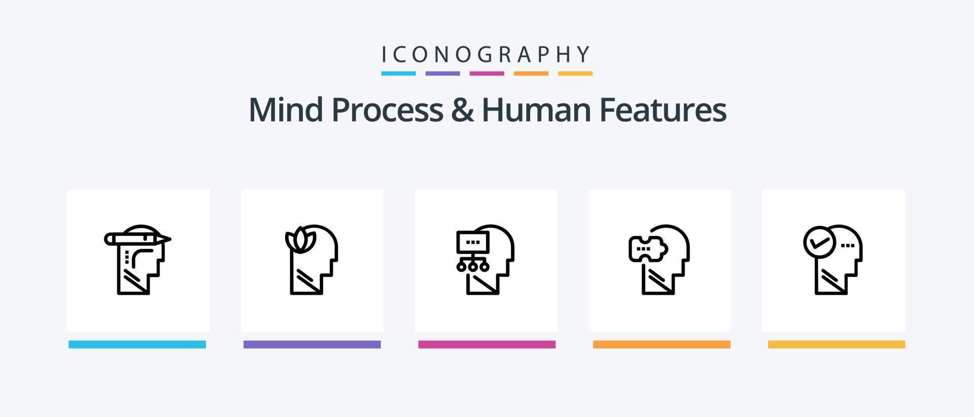 mente processi e umano Caratteristiche linea 5 icona imballare Compreso mente. mente. freccia. testa. svg. creativo icone design vettore