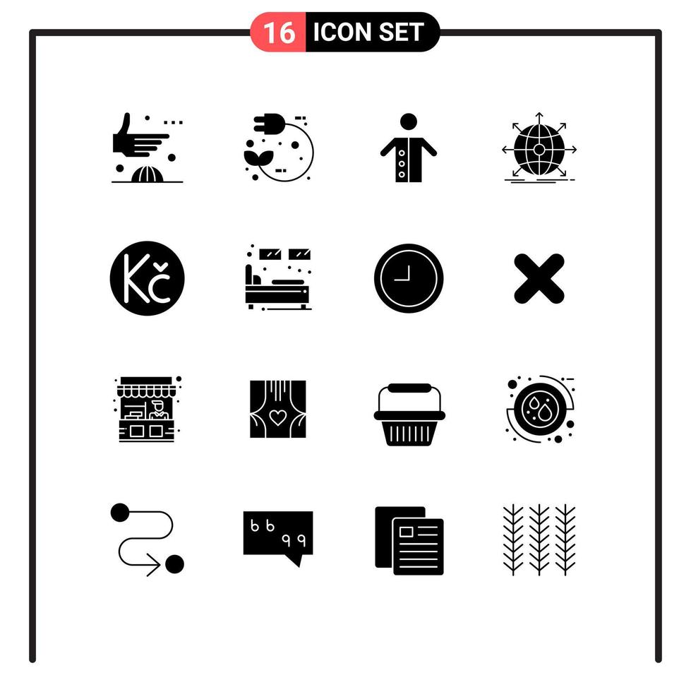 modificabile vettore linea imballare di 16 semplice solido glifi di internazionale attività commerciale energia sacerdote persone modificabile vettore design elementi